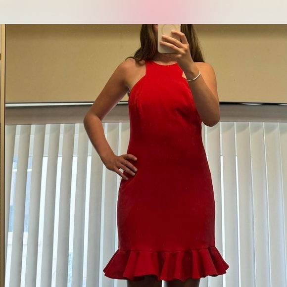 Elegant Red Halter Dress - Picture 2 of 6